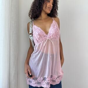 Vintage Pink Lace Babydoll Cami (M/L)